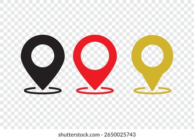 Location marker, map pin icon set. Flat icon set of location and map pins. Map pin place marker. Location pointer icon symbol in flat style. Position symbol. Point illustration sign collection 