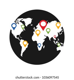 location marker on world illustration