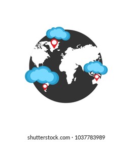 Location marker on world illustration