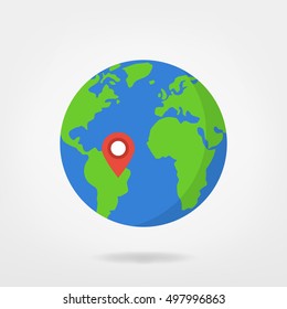 location marker on world illustration - south america