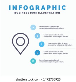 Location, Marker, Pin Line icon with 5 steps presentation infographics Background