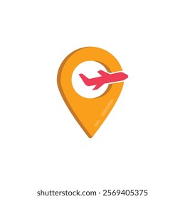 Location marker with red airplane symbol. Suitable for travel blogs, aviation related websites, and transportation themed designs