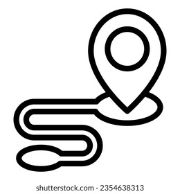 Location Marker und Route Line Symbol, Navigationskonzept, Wegstrecke mit Marker-Pin-Zeichen auf weißem Hintergrund, Routenstandsymbol im Stil für und Web. Vektorgrafiken.