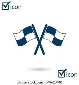 Location marker symbol. Checkered flags sign. Flat design style.