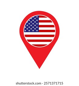 Location Marker with United States Flag, USA flag location pin, map pointer Vector illustration.