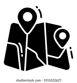Location Marks glyph icon, map and location icon.