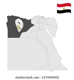 Location Matrouh Governorate on map Egypt. 3d location sign similar to the flag of  Matrouh. Quality map  with  provinces Egypt for your design. EPS10