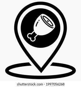 The location of the meat. Sale of meat. Grocery store. Meat processing plant. Vector icon.
