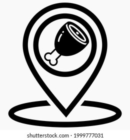 The location of the meat. Sale of meat. Grocery store. Meat processing plant. Vector icon.
