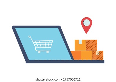 location of merchandise and packages vector illustration desing