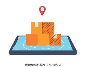 location of merchandise and packages vector illustration desing