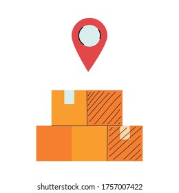 location of merchandise and packages vector illustration desing
