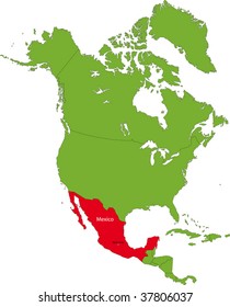  Location of Mexico on the North America continent