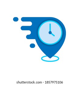 Location Mileage, Speed Distance Time Flat Design Icon With Shadow, Vector Illustration Eps10. Simple, Clean, And Modern Logo, Sign, Symbol, App Or Website Ui