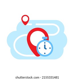 Location Mileage Time Concept Illustration Flat Design Vector Eps10. Modern Graphic Element For Landing Page, Empty State Ui, Infographic, Icon