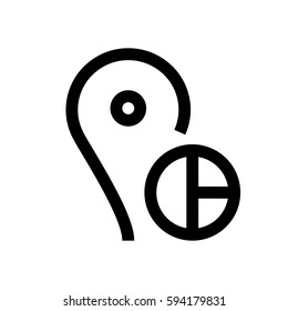 Location mini line, icon, background and graphic. The icon is black and white, linear  flat, vector, pixel perfect, minimal, suitable for web and print. 