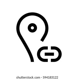 Location mini line, icon, background and graphic. The icon is black and white, linear  flat, vector, pixel perfect, minimal, suitable for web and print. 