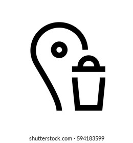 Location mini line, icon, background and graphic. The icon is black and white, linear  flat, vector, pixel perfect, minimal, suitable for web and print. 