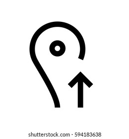 Location mini line, icon, background and graphic. The icon is black and white, linear  flat, vector, pixel perfect, minimal, suitable for web and print. 