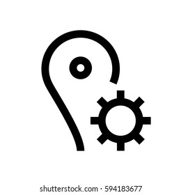 Location mini line, icon, background and graphic. The icon is black and white, linear  flat, vector, pixel perfect, minimal, suitable for web and print. 
