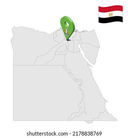 Location Monufia Governorate on map Egypt. 3d location sign similar to the flag of  Monufia. Quality map  with  provinces Egypt for your design. EPS10