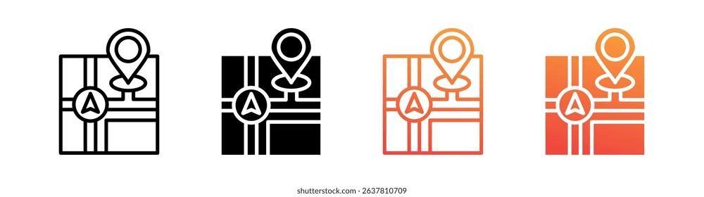 Location Multi Style Icon Set Vector