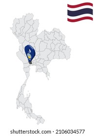 Location of Nakhon Pathom Province on map Thailand. 3d Nakhon Pathom flag map marker location pin. Quality map with Provinces of  Thailand for your web site design, app, UI. EPS10.