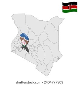 Location Nakuru  County on map Kenya. 3d Nakuru County location sign. Flag of Kenya. Quality map with  Counties of Kenya for your web site design, logo, app, UI. EPS10.