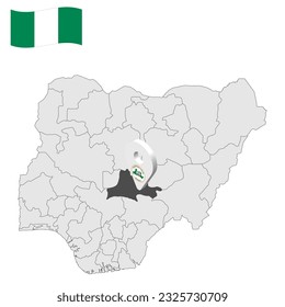 Location Nasarawa  State on map Nigeria. 3d Nasarawa location sign. Flag of Nigeria. Quality map with  States of Nigeria for your web site design, logo, app, UI. Stock vector. EPS10.