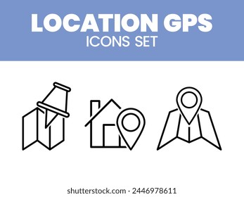 Location Navigation Icon Sets Vector Illustration GPS Map Icon sets Vector Mark location pin GPS map Icons Vector