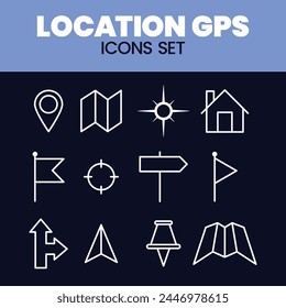 Location Navigation Icon Sets Vector Illustration GPS Map Icon sets Vector Mark location pin GPS map Icons Vector
