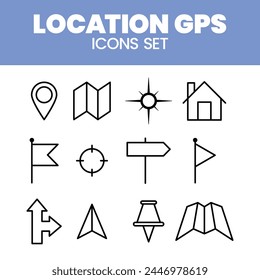 Location Navigation Icon Sets Vector Illustration GPS Map Icon sets Vector Mark location pin GPS map Icons Vector