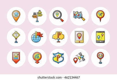 Location and navigation icons set