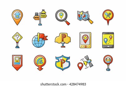 Location and navigation icons set,eps10