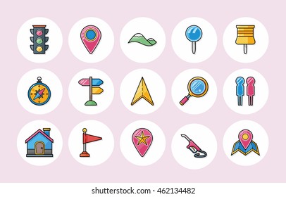 Location and navigation icons set,eps10