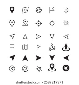 Location, Navigation and Map Icons design.