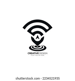 Navegación por la ubicación con el logotipo del icono de signo de red
