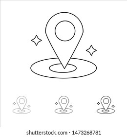 Location, Navigation, Place Bold and thin black line icon set