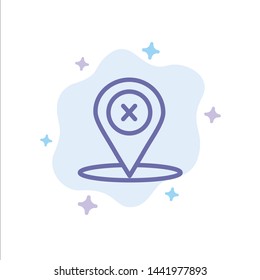 Location, Navigation, Place, delete Blue Icon on Abstract Cloud Background