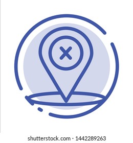 Location, Navigation, Place, delete Blue Dotted Line Line Icon