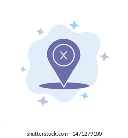 Location, Navigation, Place, delete Blue Icon on Abstract Cloud Background. Vector Icon Template background