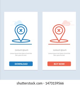 Location, Navigation, Place, delete  Blue and Red Download and Buy Now web Widget Card Template