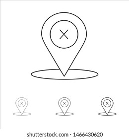 Location, Navigation, Place, delete Bold and thin black line icon set. Vector Icon Template background