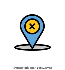 Location, Navigation, Place, delete  Flat Color Icon. Vector icon banner Template. Vector Icon Template background