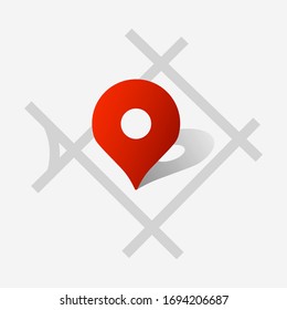 
location navigation pointer icon, sampling point, departure point, GPS navigation vector icon, eps 10, flat red road icon