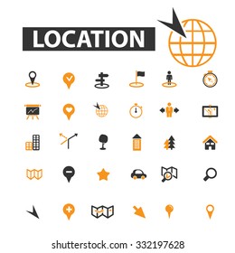 location, navigation, route icon & sign concept vector set for infographics, website