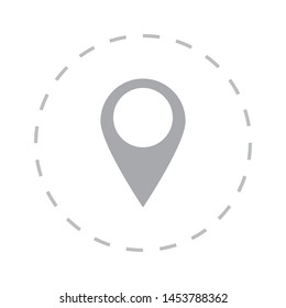 A location and navigation symbol and mark on the map icon.A sign of a route. An illustration of gps navigation and coordinates . The signn jf location.