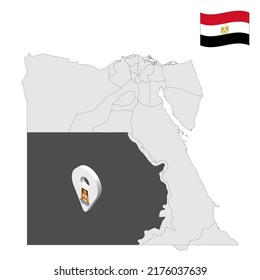 Location New Valley Governorate on map Egypt. 3d location sign similar to the flag of  New Valley. Quality map  with  provinces Egypt for your design. EPS10