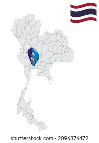Location of Nonthaburi  Province on map Thailand. 3d Nonthaburi  flag map marker location pin. Quality map with Provinces of  Thailand for your web site design, app, UI. EPS10.