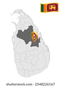 Location  North Central Province on map Sri Lanka. 3d location sign similar to the flag of North Central Province. Quality map with  Provinces of the Sri Lanka for your design. EPS10